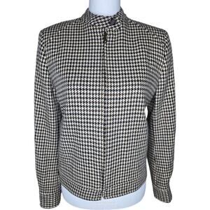 KORS Michael Kors Vintage 90's Houndstooth Wool Moto Jacket